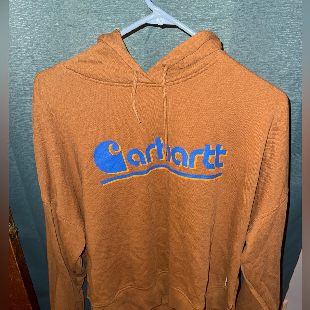 Carhartt Brown Hoodie with Blue Logo